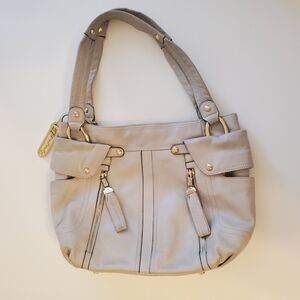 B Makowsky Women's Tote Purse Handbag Beige Soft Leather 11. 5" tall 16" wide